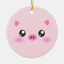 Cara linda del cerdo - minimalism del kawaii ornamento para arbol de navidad
