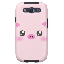 Cara linda del cerdo - minimalism del kawaii galaxy SIII fundas