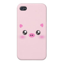 Cara linda del cerdo - minimalism del kawaii iPhone 4/4S fundas