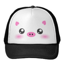 Cara linda del cerdo - minimalism del kawaii gorra