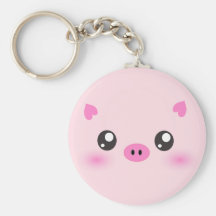 Cara linda del cerdo - minimalism del kawaii llaveros personalizados