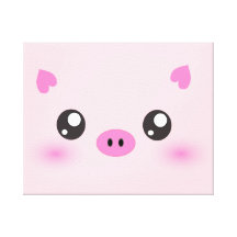 Cara linda del cerdo - minimalism del kawaii lienzo envuelto para galerias