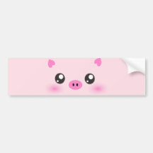 Cara linda del cerdo - minimalism del kawaii pegatina de parachoque