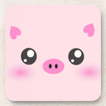 Cara linda del cerdo - minimalism del kawaii posavasos