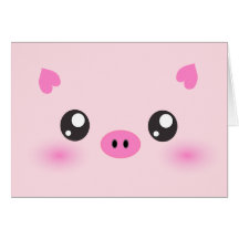 Cara linda del cerdo - minimalism del kawaii felicitación