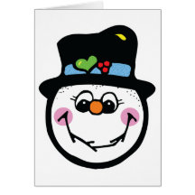 cara linda del muñeco de nieve tarjeta