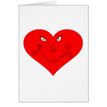 Cara malvada del corazón tarjeton