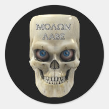 Cara Molon Labe del cráneo Pegatina Redonda