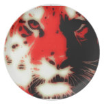 Cara roja del tigre plato para fiesta