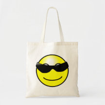 Cara sonriente amarilla de las gafas de sol fresca bolsa lienzo