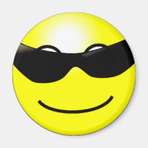 Cara sonriente amarilla de las gafas de sol fresca iman para frigorífico