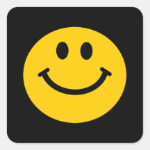 Cara sonriente amarilla colcomanias cuadradas personalizadas