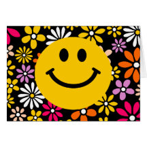 Cara sonriente amarilla tarjeton