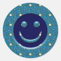 CARA SONRIENTE CON LAS ESTRELLAS PEGATINA REDONDA