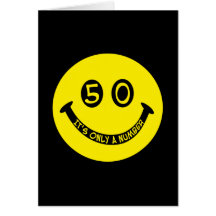 ¡cara sonriente del 50.o cumpleaños, es solamente  tarjetas
