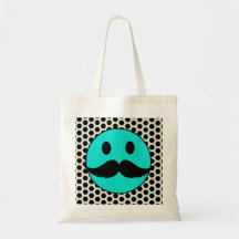 Cara sonriente divertida retra con el bigote Stach Bolsa