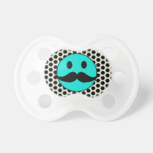 Cara sonriente divertida retra con el bigote Stach Chupete