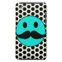 Cara sonriente divertida retra con el bigote Stach Case-Mate iPod Touch Cobertura