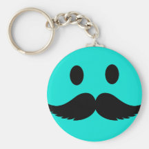 Cara sonriente divertida retra con el bigote Stach Llaveros