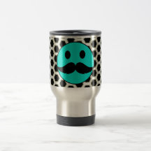 Cara sonriente divertida retra con el bigote Stach Taza De Café