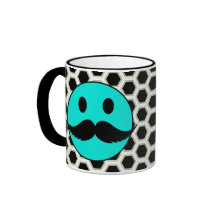 Cara sonriente divertida retra con el bigote Stach Taza