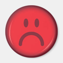 Cara sonriente enojada pouty infeliz roja imán de nevera