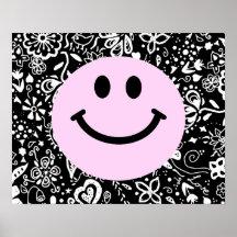 Cara sonriente rosada posters