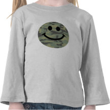 Cara verde del smiley de Camo Camiseta