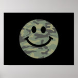 Cara verde del smiley de Camo Impresiones