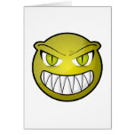 Cara verde enojada asustadiza del dibujo animado tarjetas