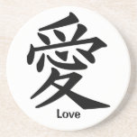 Carácter de kanji para el amor posavasos cerveza