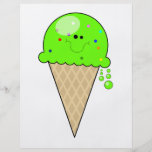 carácter del cono de helado del kawaii de la menta tarjetón