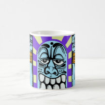 carácter divertido azul de la pintada del arte de  taza