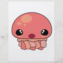 Carácter rosado lindo de las medusas de Kawaii Flyer Personalizado