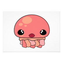 Carácter rosado lindo de las medusas de Kawaii Comunicados Personalizados