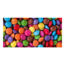 Caramelo de chocolate colorido tarjeta fotografica personalizada