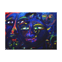 Caras - azul impresion en lona