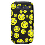 Caras sonrientes amarillas en negro galaxy SIII cárcasa