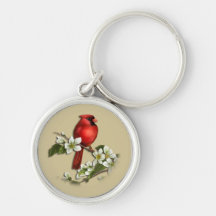 Cardenal de sexo masculino en llavero del Dogwood
