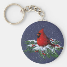 CARDENAL DEL NAVIDAD: PÁJARO: ARTE: NIEVE LLAVEROS PERSONALIZADOS