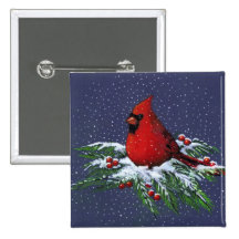 CARDENAL DEL NAVIDAD: PÁJARO: ARTE: NIEVE PINS