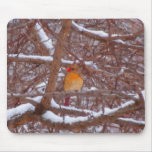 Cardenal en la pintura de la nieve tapete de ratones