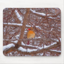 Cardenal en la pintura de la nieve tapete de ratones