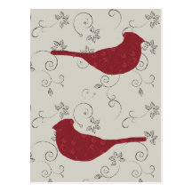Cardenales y postal floreciente de las vides