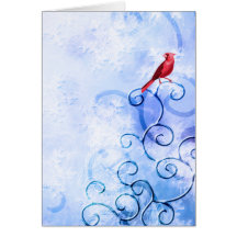 Cardinal rojo y remolinos: Pájaro lindo del invier Felicitaciones
