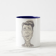 Caricatura de Ronald Reagan taza de café de 11 onz