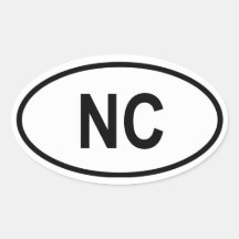 Carolina del Norte "NC " Pegatina De Oval