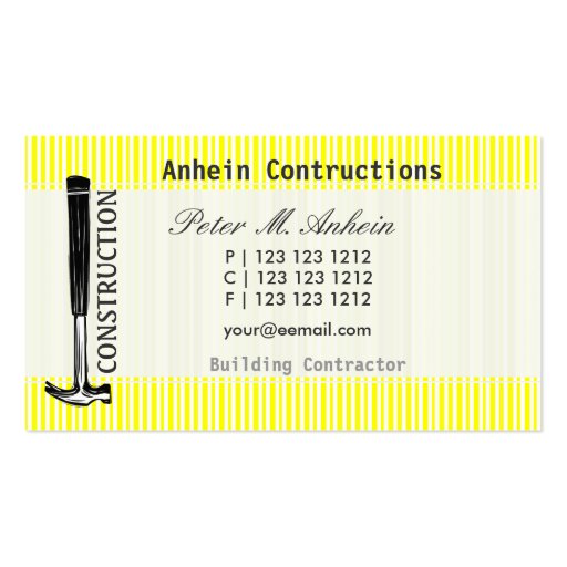 Carpintero de la tarjeta del perfil construido tarjeta de visita