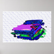 carrito en la pared poster