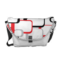 Carrito retro gris y negro rojo Messenge de los cu Bolsas Messenger